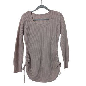 Women's Shein scoop neck drawstring sweater, dusty pink, size M